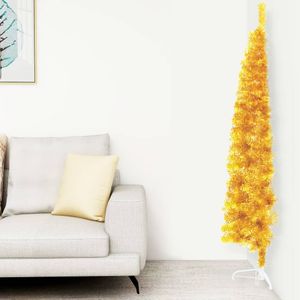 vidaXL Künstlicher Halb-Weihnachtsbaum mit Ständer Schlank Gold 240 cm