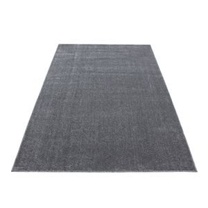 Kurzflor Teppich Einfarbig Robust Gabbeh Optik Wohnzimmerteppich Grau Meliert, Grösse:160x230 cm