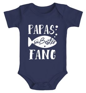Baby Body kurzarm Spruch Papas süßester Fang Babygeschenke Baumwolle Jungen & Mädchen MoonWorks® navy 0-3 Monate