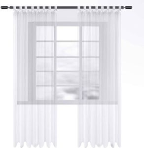 WOLTU 2er-Set Gardinen transparent mit Schlaufen Stores Vorhang Schal Voile Tüll Wohnzimmer Schlafzimmer Landhaus Weiß 140x225 cm
