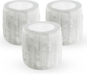 3x Natürliche Selenit Kerzenhalter 6x6cm Edelstein Leuchter Deko Quarzkristall