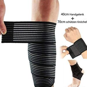 (2 Pcs Bandage | Ellbogenbandage | elastisch verstellbar Handgelenk&Knieschützer Bandage | Knöchel Stützbandage(40cm Handgelenk+70cm Schützen Knöchel)