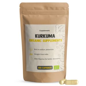 Cupplement - Kurkuma 100 Kapseln - Bio - Anitoxidant - mit schwarzem Pfeffer Piperin - 600 MG pro Kapsel - kein Pulver oder Tabletten - Curcumin - Ani