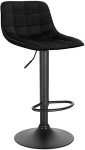 WOLTU Barová stolička Barová stolička Bistro Stool Dizajnová stolička s opierkou, vyrobená zo zamatu a kovu, výškovo nastaviteľná otočná čierna