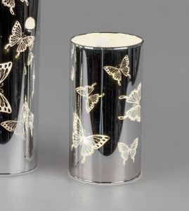 LED Windlicht Schmetterling | Lichtröhre mit Lichterkette | Batterie Timer | 15 cm