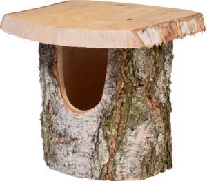 dobar Naturbelassener Birkenholz-Nistkasten Halbhöhle, Nisthilfe für Nischenbrüter, 16 x 23 x 25 cm, Birke