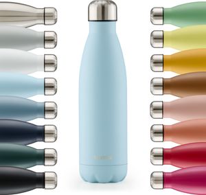 Blumtal Trinkflasche Edelstahl isoliert Thermosflasche 500 ml - Hellblau - Auslaufsichere Trinkflasche Metall - BPA-freie Thermo Trinkflasche