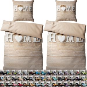 SANILO® Bettwäsche 135x200 cm, 100% feinste Baumwolle, 4-teilig, Bettbezug, Kissenbezug 80x80cm - Home