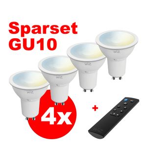 REV LED-Leuchtmittel WiZ SPARSET - GU10, 5,5W, 2.700-6.500K, WLAN, App-Steuerung, Alexa & Google-Assistant, 4er Set + Fernbedienung