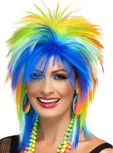 80er Neonperücke - Kostüm Perücke für Fasching
