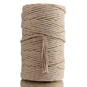 Makramee Garn BEIGE 2 mm aus Baumwolle, Baumwollgarn für DIY Handwerk, Stricken, Traumfänger, Pflanzen Aufhänger, Wanddeko
