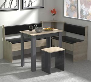 EsalMini Essgruppe mit Eckbank anthrazit, Eiche Nachbildung. EsalMini Essgruppe mit Eckbank anthrazit, Eiche Nachbildung.