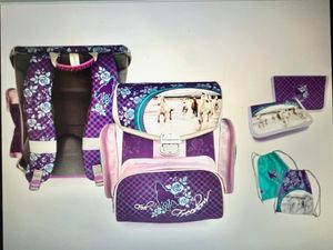 SCOOLSTAR Pferde Horses Schulranzen SET 3 tlg Schulrucksack leicht Tornister für Mädchen