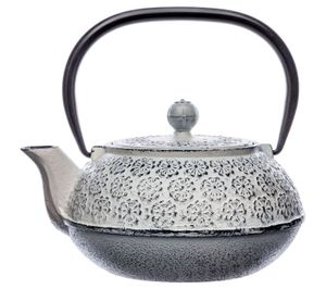 Secret de Gourmet Teekanne mit Sieb Folk Gusseisen weiß grau schwarz 1000 ml