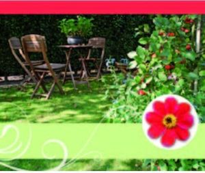 Ohne Text – Minikarte – 9 x 7,8 cm – mit Briefumschlag – Gartenstühle + Tisch