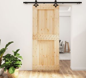 Drzwi przesuwne z okuciem 85x210 cm lite drewno sosnowe
