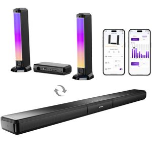 ULTIMEA 5.0-Kanal abnehmbarer Soundbar für Smart-TVs mit RGB-Beleuchtung, App-Steuerung, Spitzenleistung 180W, Bluetooth 5.3, HDMI/OPT/AUX, Apollo S70