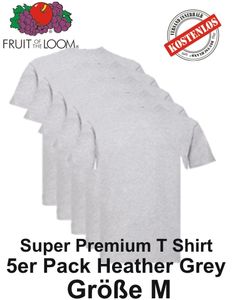 3er/5er/10er Pack Fruit of the Loom Super Premium T Shirt S M L XL 2XL 3XL M Heather Grrey  5