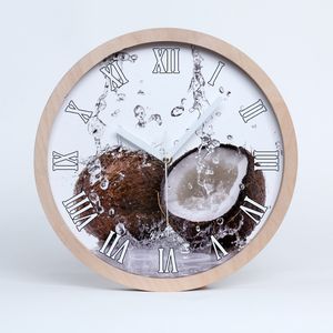 Holzuhr 25fi cm wanduhr - weiße Spitzen - und Kokoswasser