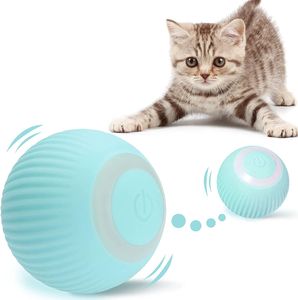 Intelligentes Automatisches Rollende Kugel Katzenspielzeug mit Capnip, Elektrisches interaktives USB Katzenspielzeug zum Trainieren des Indoor Spielens, 4.3 cm, blau