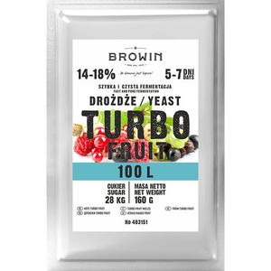 Hefe TURBO Fruit zur schnellen Gärung von Cuvées aus Obst, 160 g , 100 L Brennereihefe