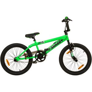 deTox Big Shaggy Spoked BMX 20 Zoll Fahrrad ab 145 cm mit 4 Pegs 360° Rotor unisex Jugendliche Mädchen Jungen Kinderbmx, Farbe:grün / schwarz