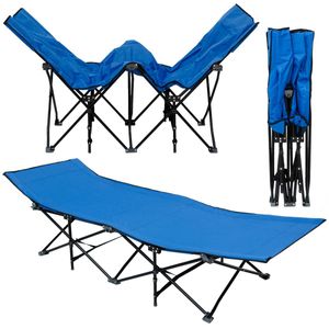 Faltlbett Faltliege Feldbett Blau Camping-Metall-Klappiege ca. 190x70cm 10-Bein