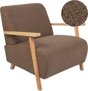 BELIANI Fotel brązowy boucle tapicerowany drewniane nóżki z podłokietnikami retro design