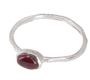 Stapelring, Silberring, Boho Style Ring Modell 4 - Granat, Rot, SterlingSilber, Größe: 58 (18,5 mm)