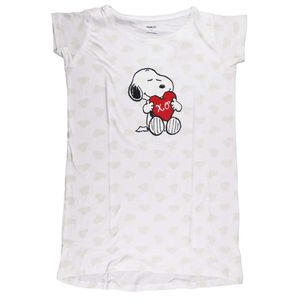 Snoopy Love Damen kurzarm Schlafshirt Nachthemd – Weiß / XL