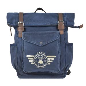 Greenburry Rucksack Canvas Backpack 37x41cm mit Laptopfach Aviator blau