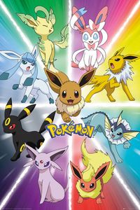 Pokemon - Eevee Evolution - Anime Spiel Poster Druck - Größe 61x91,5 cm