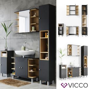 Vicco Koupelnový nábytek 4dílná sada Aquis Anthracite Materiál dřevo