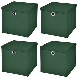 4 Stück Dunkelgrün Faltbox 33 x 33 x 33 cm  Aufbewahrungsbox faltbar mit Deckel