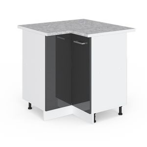 Vicco Eckschrank R-Line, 75.6 cm , AP Marmor, Anthrazit Hochglanz/Weiß