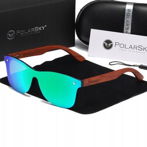 SONNENBRILLE MIT POLARISIERTEM UV400-HOLZ POLARSKY mit Satz