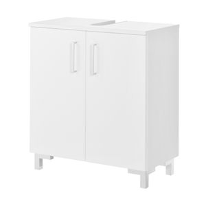 FACKELMANN Waschtischunterschrank ATLANTA / Schrank mit gedämpften Scharniere / Maße (B x H x T): ca. 60,5 x 68 x 32,5 cm / hochwertiger Schrank fürs Bad mit 2 Türen / Korpus: Weiß / Front: Weiß