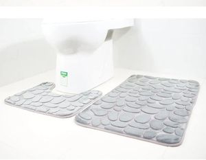 Badteppich Set 2 teilig Waschbar rutschfest Badematten-Set Badvorleger und WC Teppich für Badezimmer, Grau