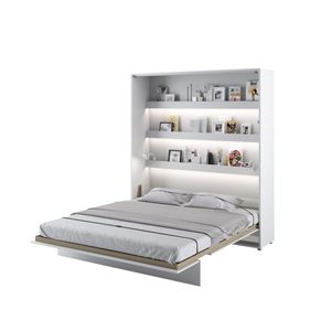 MEBLINI Schrankbett Bed Concept - Wandbett mit Lattenrost - Klappbett mit Schrank - Wandklappbett - Murphy Bed - Bettschrank - BC-13 - 180x200cm Vertikal - Weiß Hochglanz/Weiß