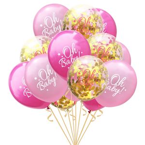 Oblique Unique Konfetti Luftballon Set für Baby Shower Party Mädchen 15 Deko Ballons rosa gold