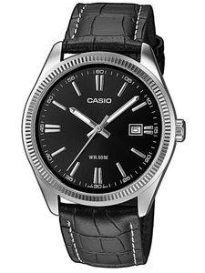 Casio Uhr MTP-1302PL-1AVEF Herrenuhr Leder schwarz