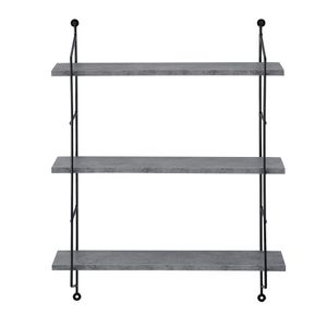 [en.casa]® 3-fach Hängeregal mit stabilem Stahlrahmen in Beton-Optik - 48 x 15 cm