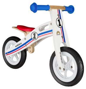 BIKESTAR Kinder Laufrad Holz ab 2 - 3 Jahre, 10 Zoll Lauflernrad, Blau Weiß Rot