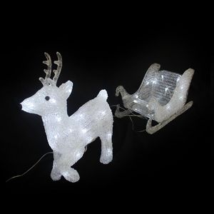 LEX Acryl LED Rentier mit Schlitten 50 LEDs LK038R