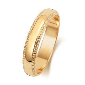 9 Karat (375) Gold 4mm D-Form Milgrain Herren/Damen - Trauring/Ehering/Hochzeitsring, 59 (18.8); TRS188089KYRSR