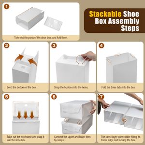 Schuhbox 24tlg Schuhablageboxen Transparent Schuhschrank mit Deckel Kunststoffschuhboxen Schuhkasten