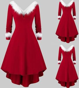 Vianočné šaty pre dámy s dlhým rukávom Vintage vianočné šaty Dámske šaty Dámske plesové šaty Elegantné ženy Červené šaty Vianočné šaty