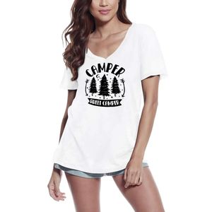 Damen Grafik T-Shirt V-Ausschnitt Camper Sweet Camper Camp Öko-Verantwortlich Vintage Jahrgang Kurzarm Lustige Druck Geburtstag Geschenk Frau