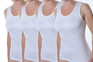 Toker Collection® Achselhemd Damen Unterhemd mit Satinkante (4 Stück) reine Baumwolle mit Satinkante, 44/46
