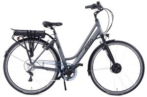 Amigo E-Vibe D1 - Elektrofahrrad für Damen - E-bike 28 Zoll - Damenfahrrad mit Shimano 7-Gang - Geeignet ab 170-175 cm - Grau